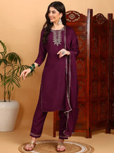 Women Silk Blend Embroidered Kurta Trouser-PKSKD1771
